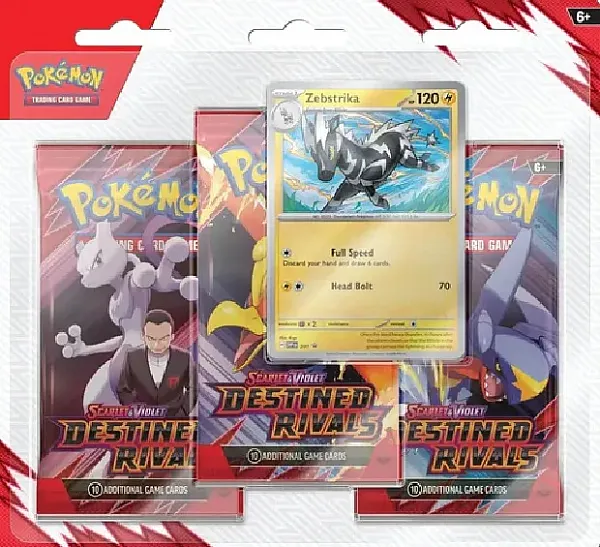 POKEMON TCG - SCARLET & VIOLET DESTINED RIVALS 3-BOOSTER BLISTER PACK - ZEBSTRIKA -EN